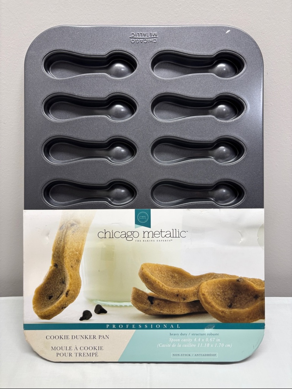 Chicago Metallic Professional 14 Spoon Shape Cookie Dunker Pan Nonstick NEW